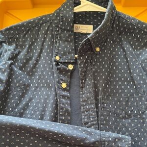 GAP Men's Navy Diamond Print Shirt
